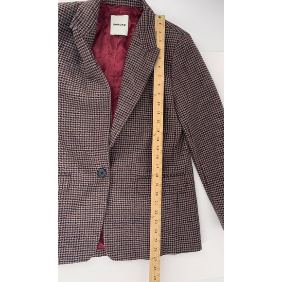SANDRO Tomy Single-Breasted Houndstooth Wool-Blend Blazer Women's EU 36 / US 4 - Picture 13 of 16